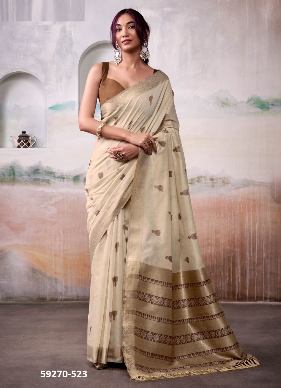 AQUA SILK - Catalog # 59270 (Set of 6 Sarees) by Brand SERENGETI