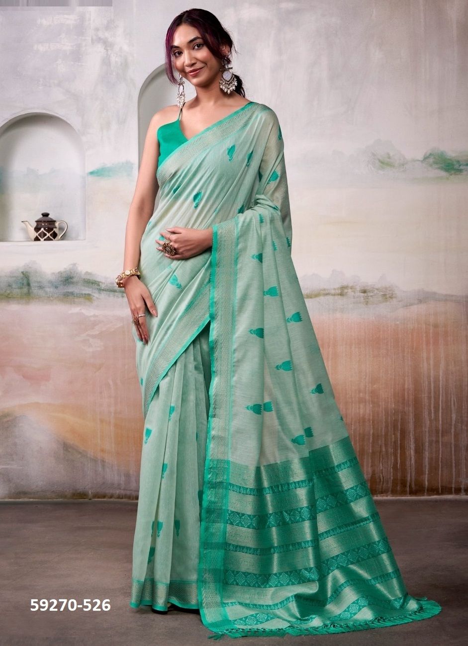 AQUA SILK - Catalog # 59270 (Set of 6 Sarees) by Brand SERENGETI