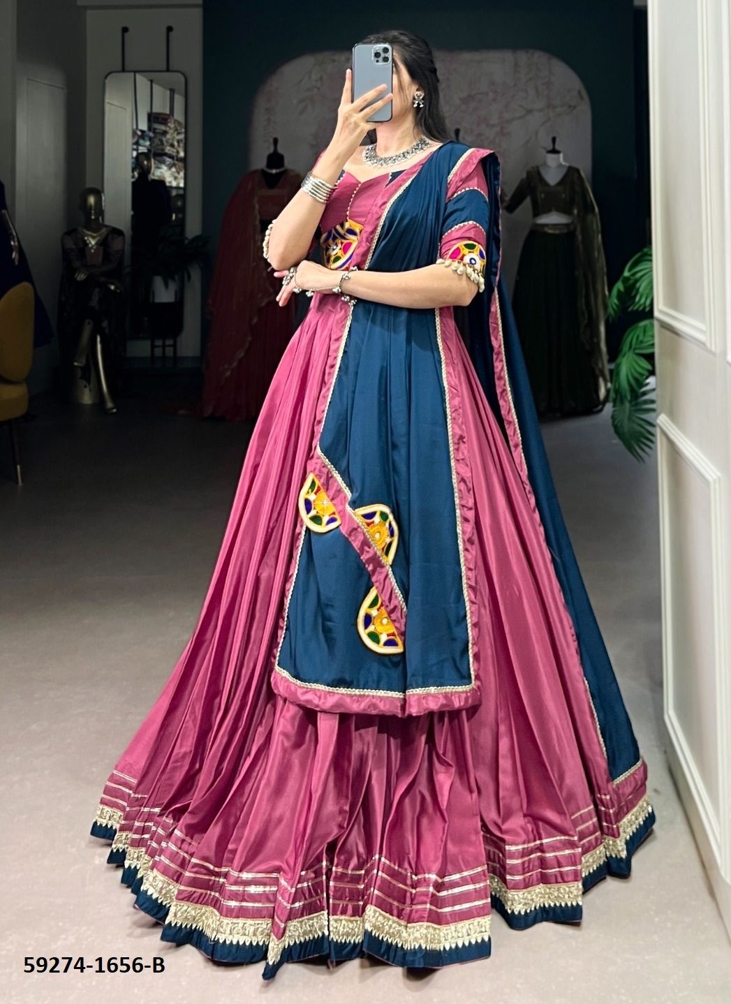 NAVRATRI SERIES 1656 - Catalog # 59274 (Set of 2 Semi-Stitched Lehengas) by Brand SERENGETI