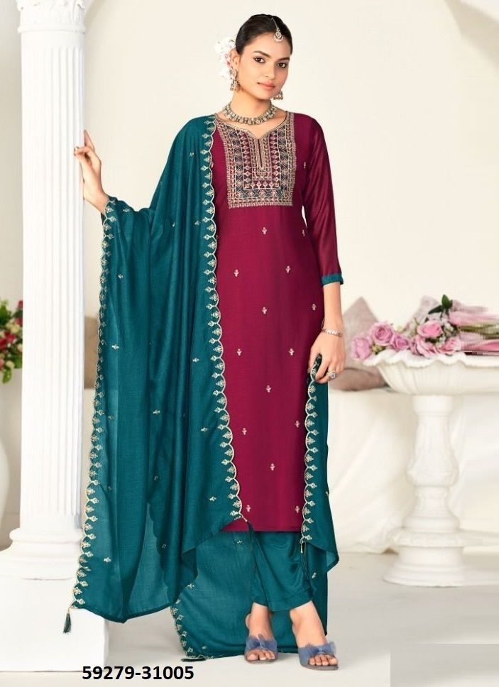 SANWALI 2 - Catalog # 59279 (Set of 12 Readymade Salwar Suits) by Brand SERENGETI