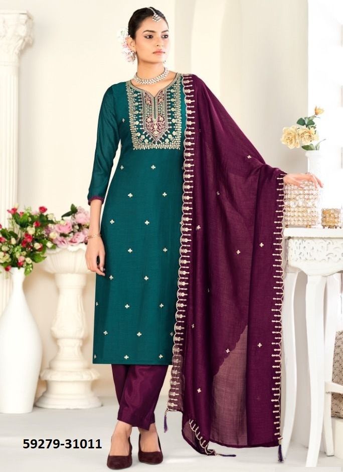 SANWALI 2 - Catalog # 59279 (Set of 12 Readymade Salwar Suits) by Brand SERENGETI