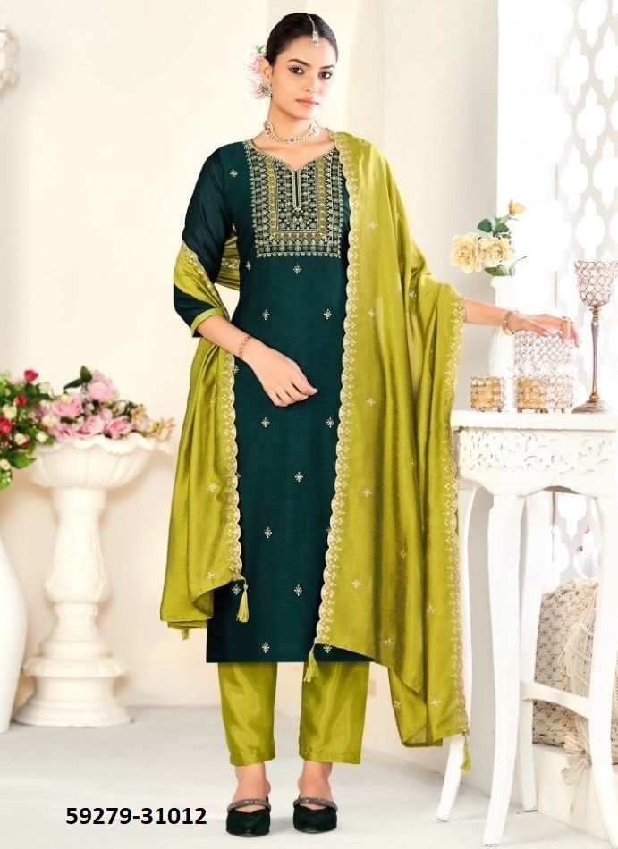 SANWALI 2 - Catalog # 59279 (Set of 12 Readymade Salwar Suits) by Brand SERENGETI