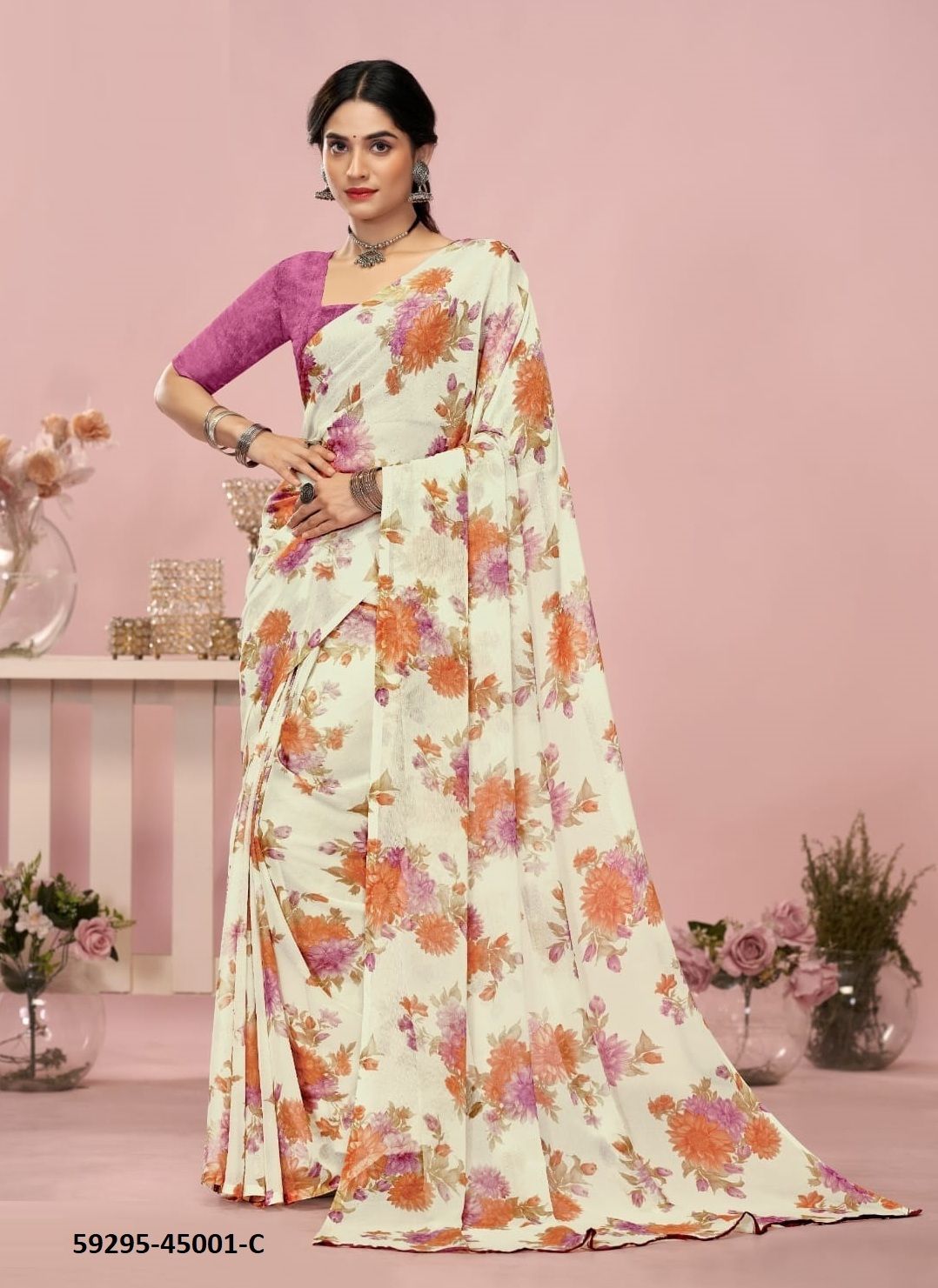 STAR CHIFFON 200 - Catalog # 59295 (Set of 12 Sarees) by Brand RUCHI SAREES