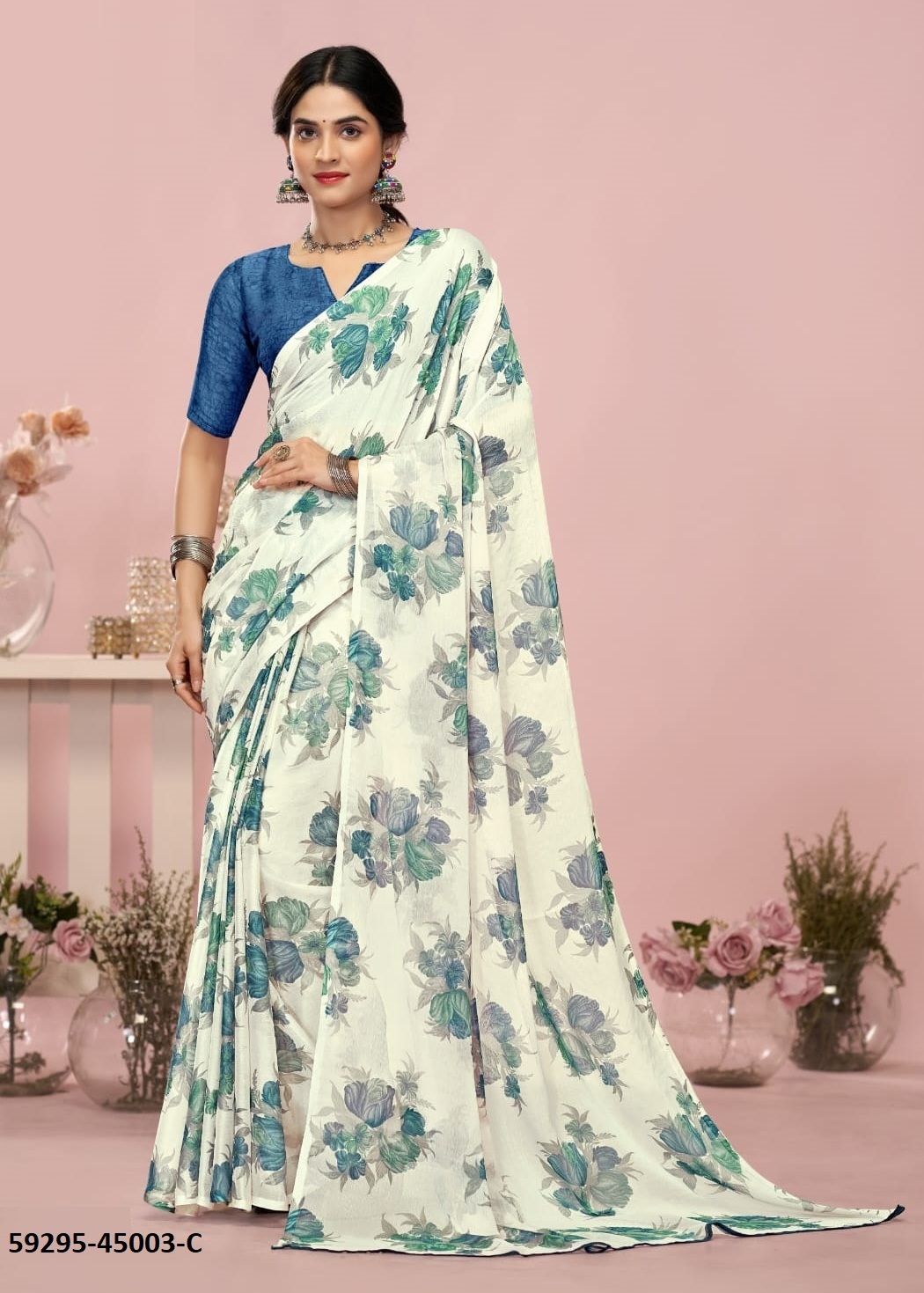 STAR CHIFFON 200 - Catalog # 59295 (Set of 12 Sarees) by Brand RUCHI SAREES