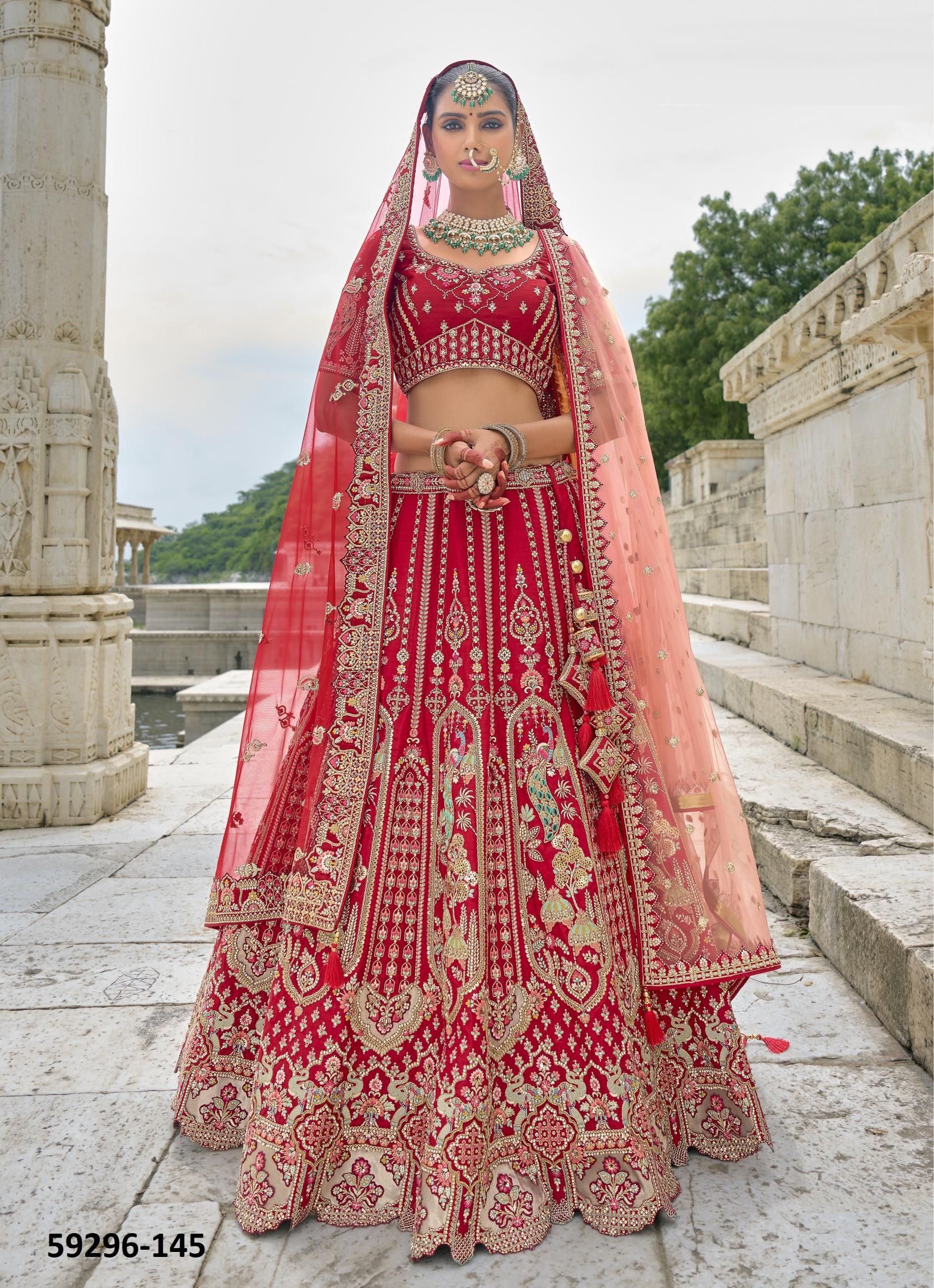 ANAARA BRIDAL WEAR - Catalog # 59296 (Set of 15 Semi-Stitched Lehengas) by Brand TATHASTU