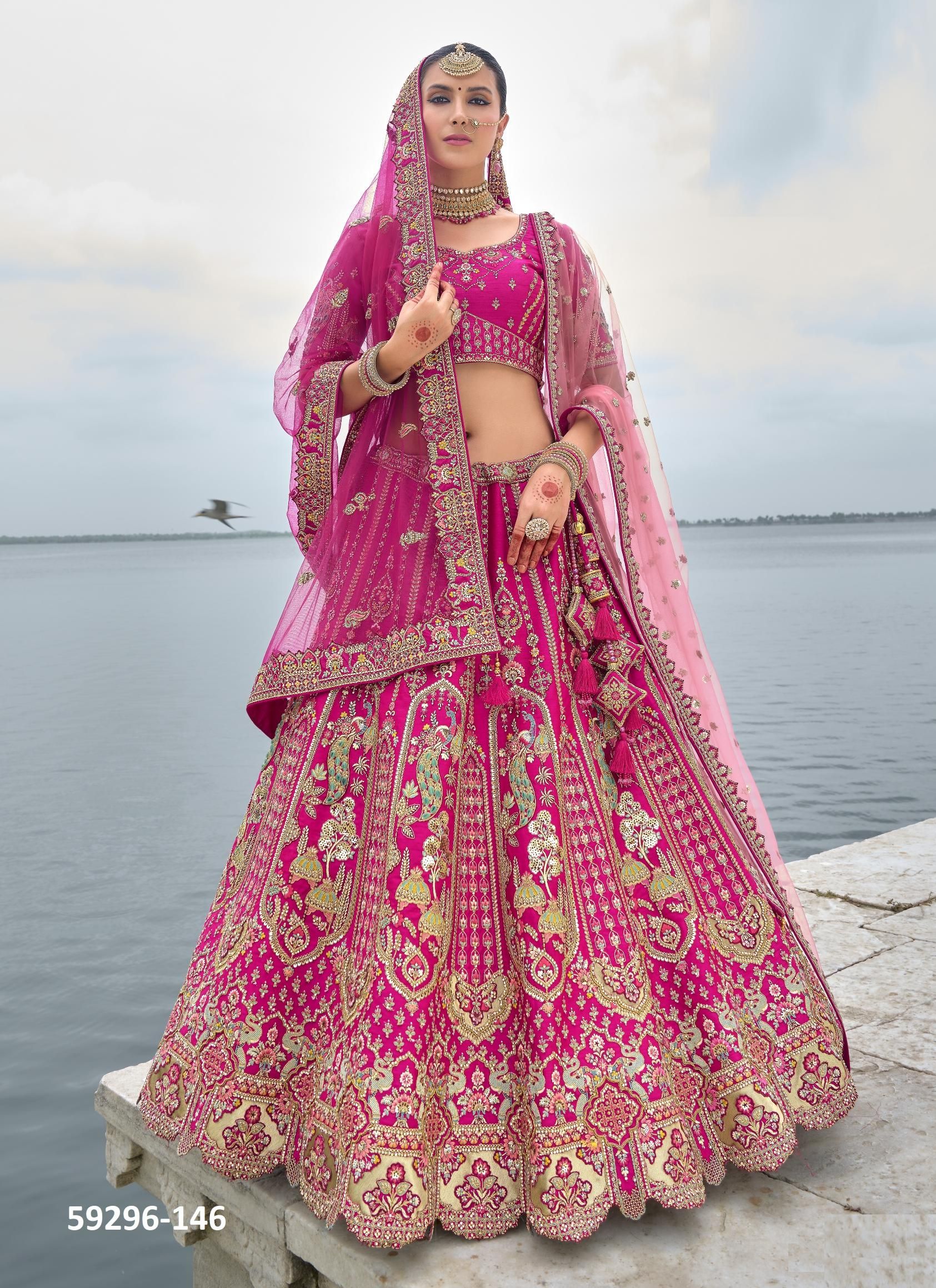 ANAARA BRIDAL WEAR - Catalog # 59296 (Set of 15 Semi-Stitched Lehengas) by Brand TATHASTU
