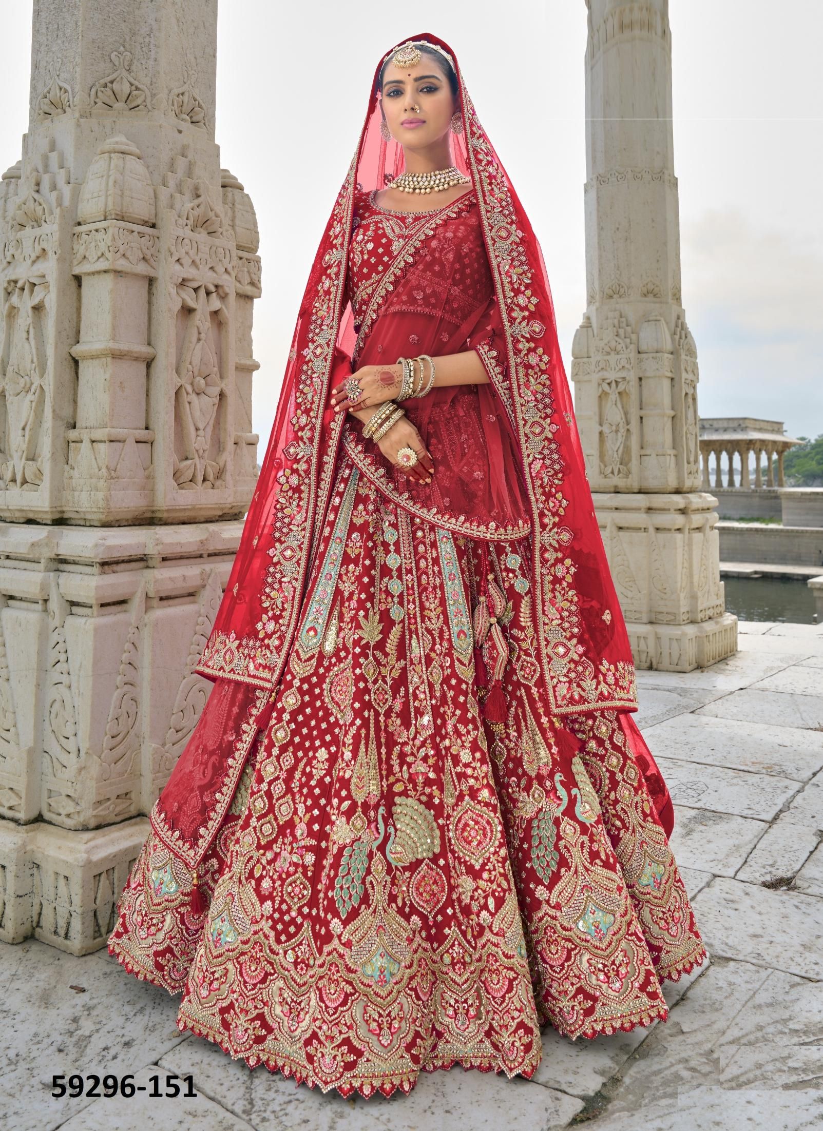 ANAARA BRIDAL WEAR - Catalog # 59296 (Set of 15 Semi-Stitched Lehengas) by Brand TATHASTU