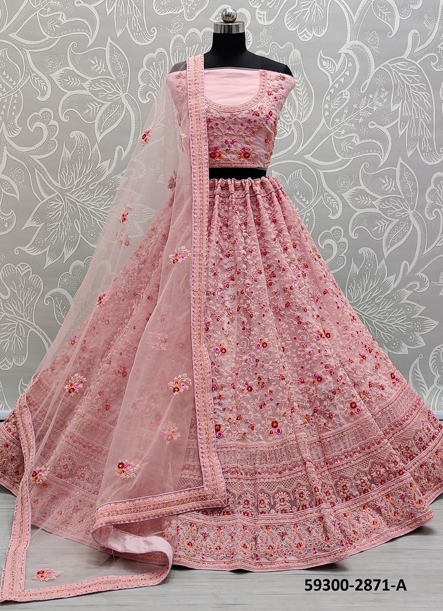 SERIES 2870-2873 - Catalog # 59300 (Set of 8 Semi-Stitched Lehengas) by Brand MEHERIYA