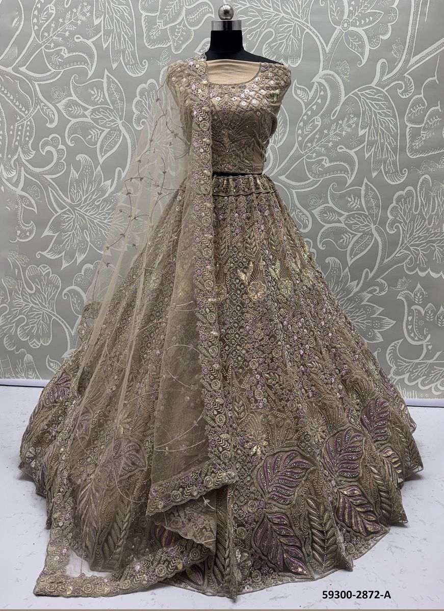 SERIES 2870-2873 - Catalog # 59300 (Set of 8 Semi-Stitched Lehengas) by Brand MEHERIYA