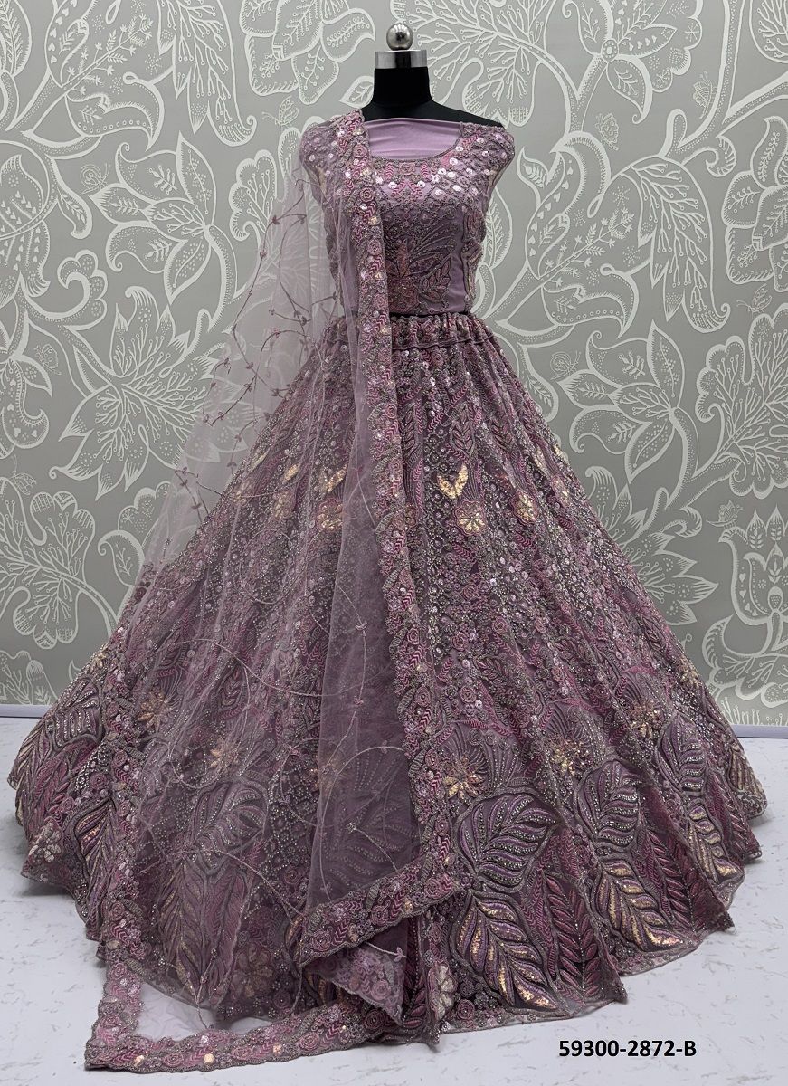 SERIES 2870-2873 - Catalog # 59300 (Set of 8 Semi-Stitched Lehengas) by Brand MEHERIYA