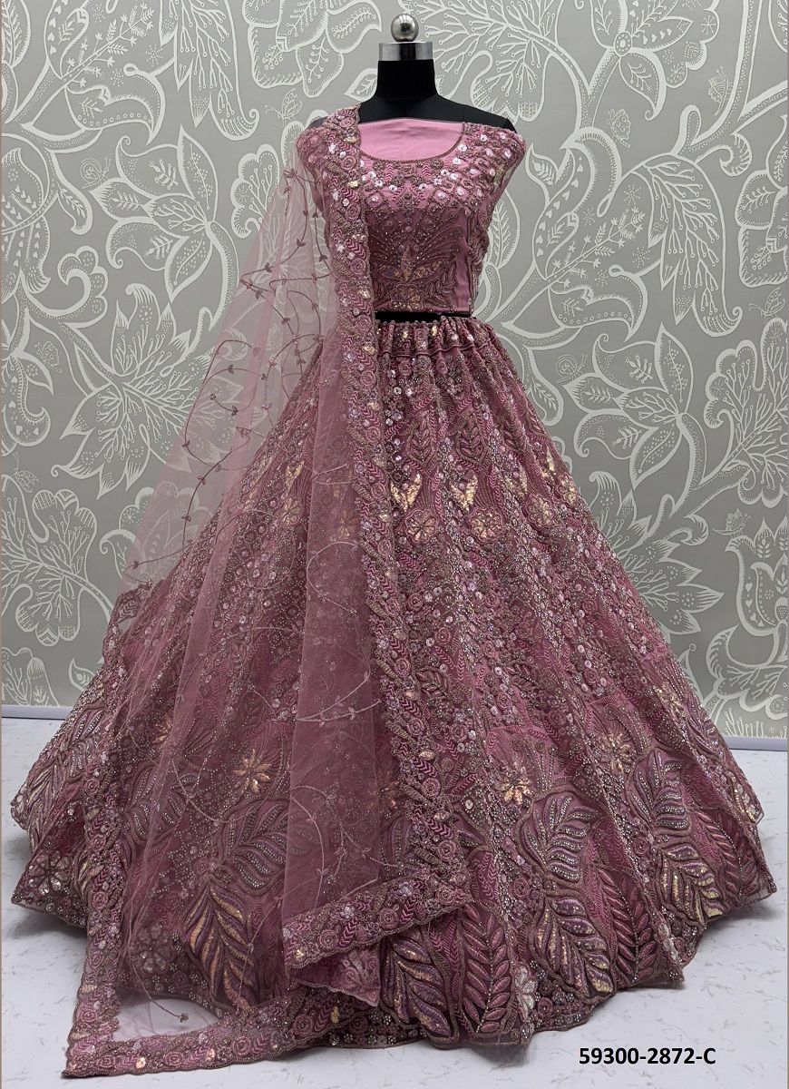 SERIES 2870-2873 - Catalog # 59300 (Set of 8 Semi-Stitched Lehengas) by Brand MEHERIYA