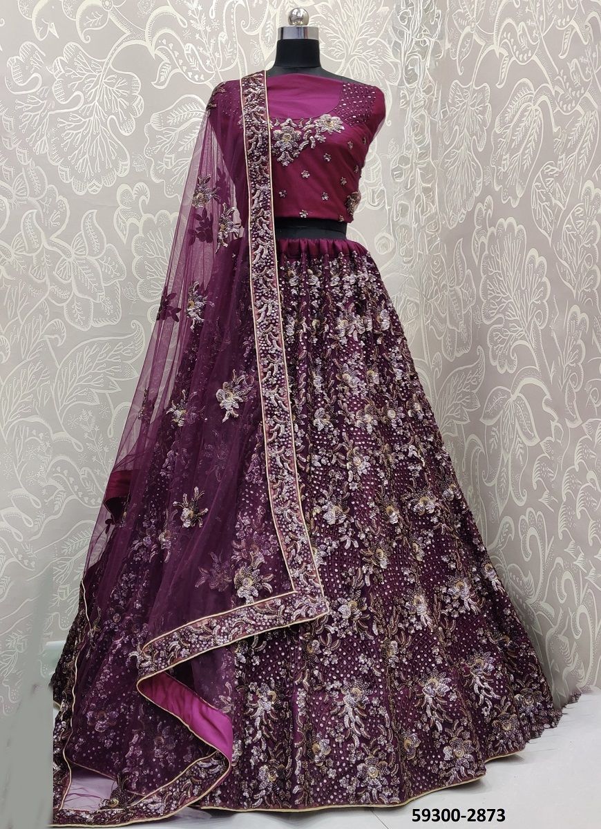 SERIES 2870-2873 - Catalog # 59300 (Set of 8 Semi-Stitched Lehengas) by Brand MEHERIYA