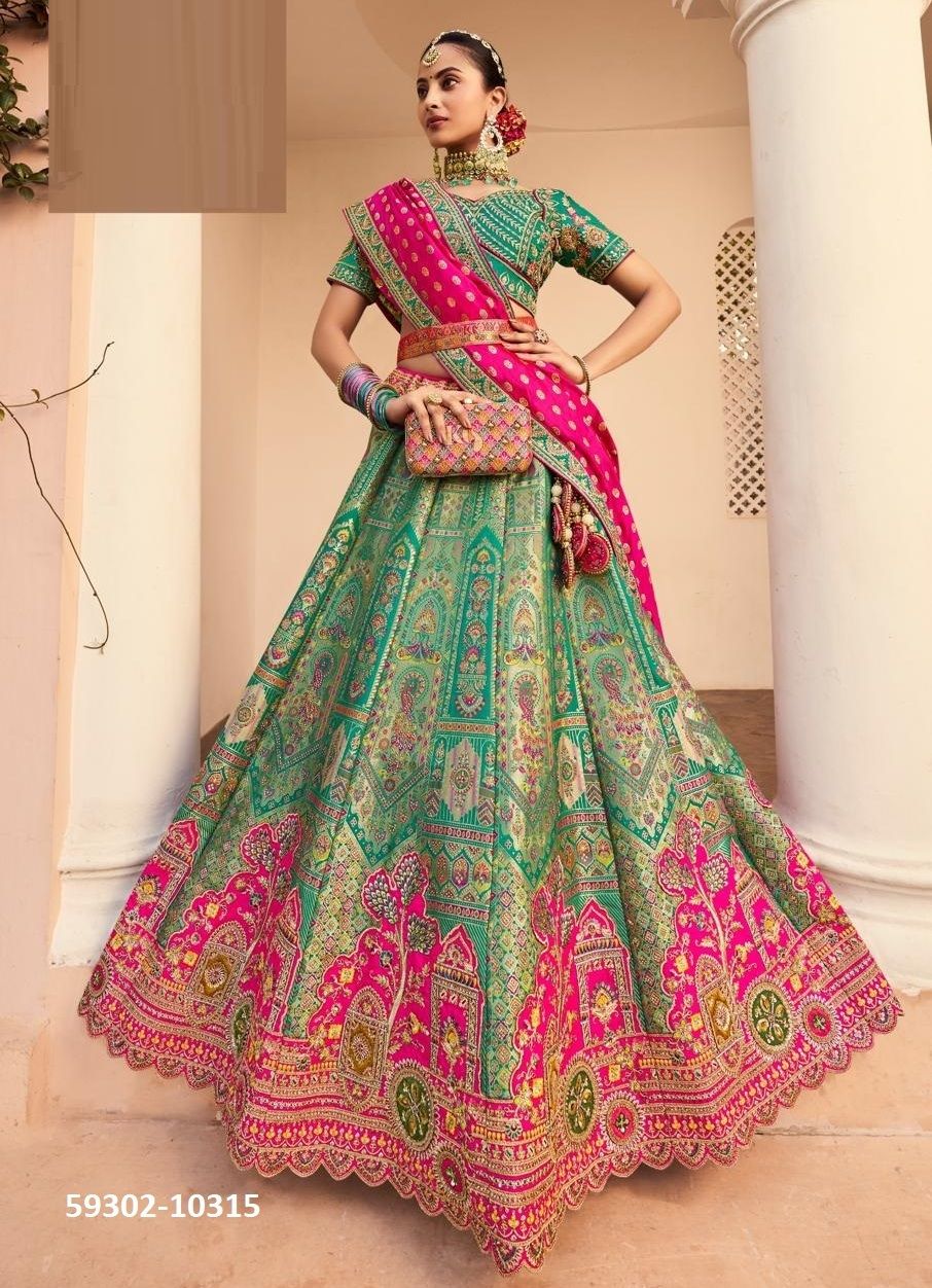 VRINDAVAN 55 - Catalog # 59302 (Set of 6 Semi-Stitched Lehengas) by Brand ROYAL VIRASAT