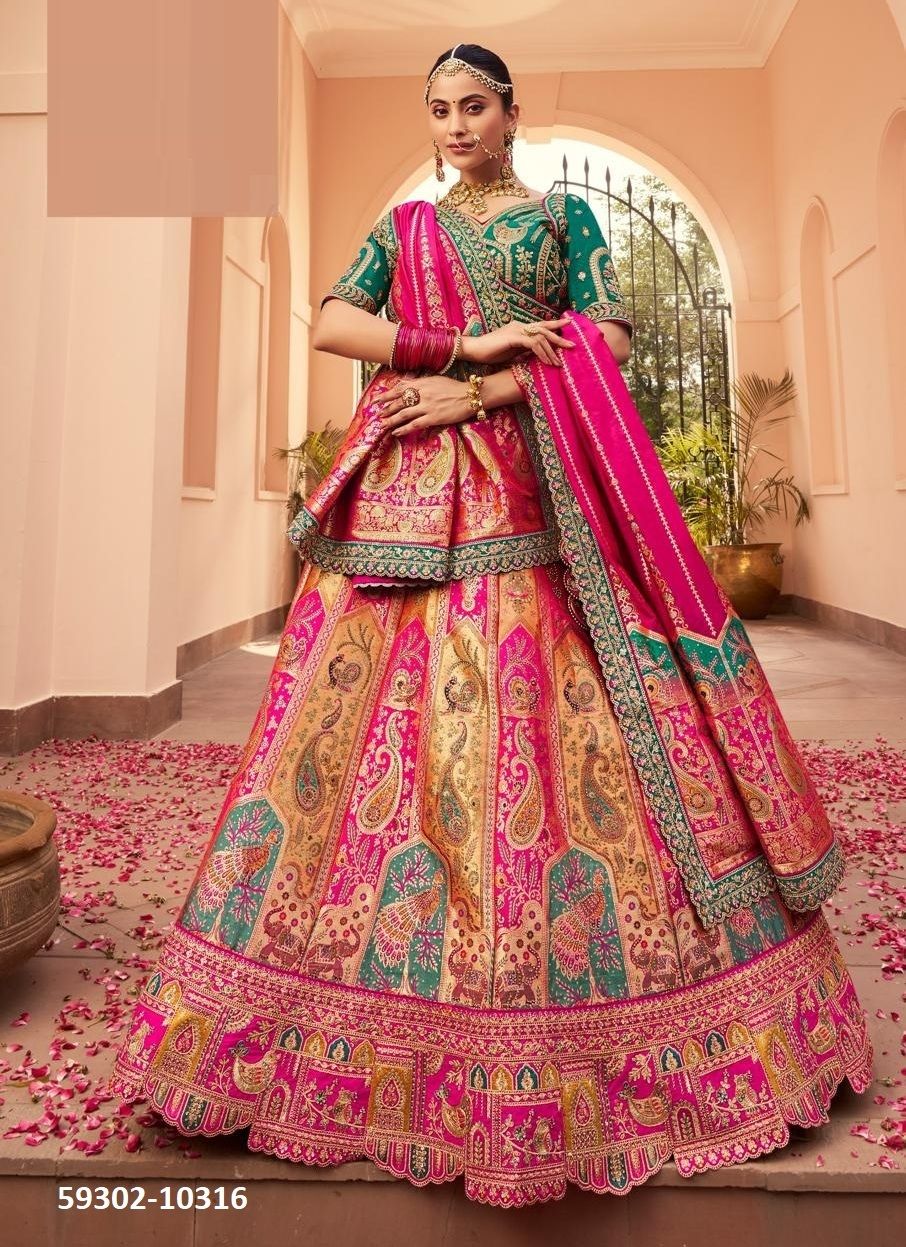 VRINDAVAN 55 - Catalog # 59302 (Set of 6 Semi-Stitched Lehengas) by Brand ROYAL VIRASAT
