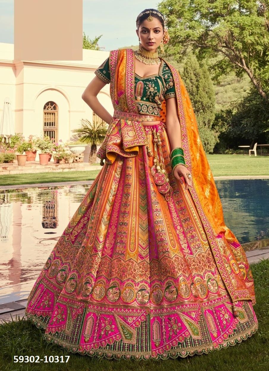 VRINDAVAN 55 - Catalog # 59302 (Set of 6 Semi-Stitched Lehengas) by Brand ROYAL VIRASAT
