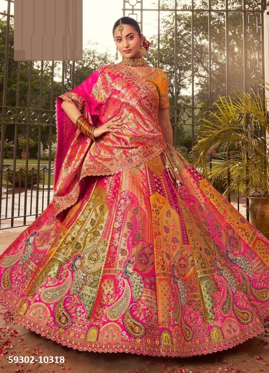 VRINDAVAN 55 - Catalog # 59302 (Set of 6 Semi-Stitched Lehengas) by Brand ROYAL VIRASAT