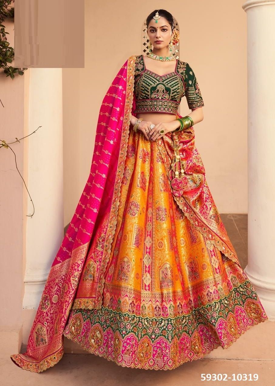 VRINDAVAN 55 - Catalog # 59302 (Set of 6 Semi-Stitched Lehengas) by Brand ROYAL VIRASAT