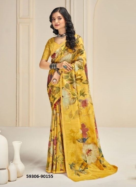 FLORAL SILK - Catalog # 59306 (Set of 12 Sarees) by Brand VIPUL FASHIONS