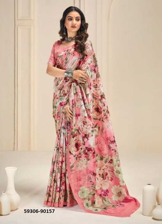 FLORAL SILK - Catalog # 59306 (Set of 12 Sarees) by Brand VIPUL FASHIONS