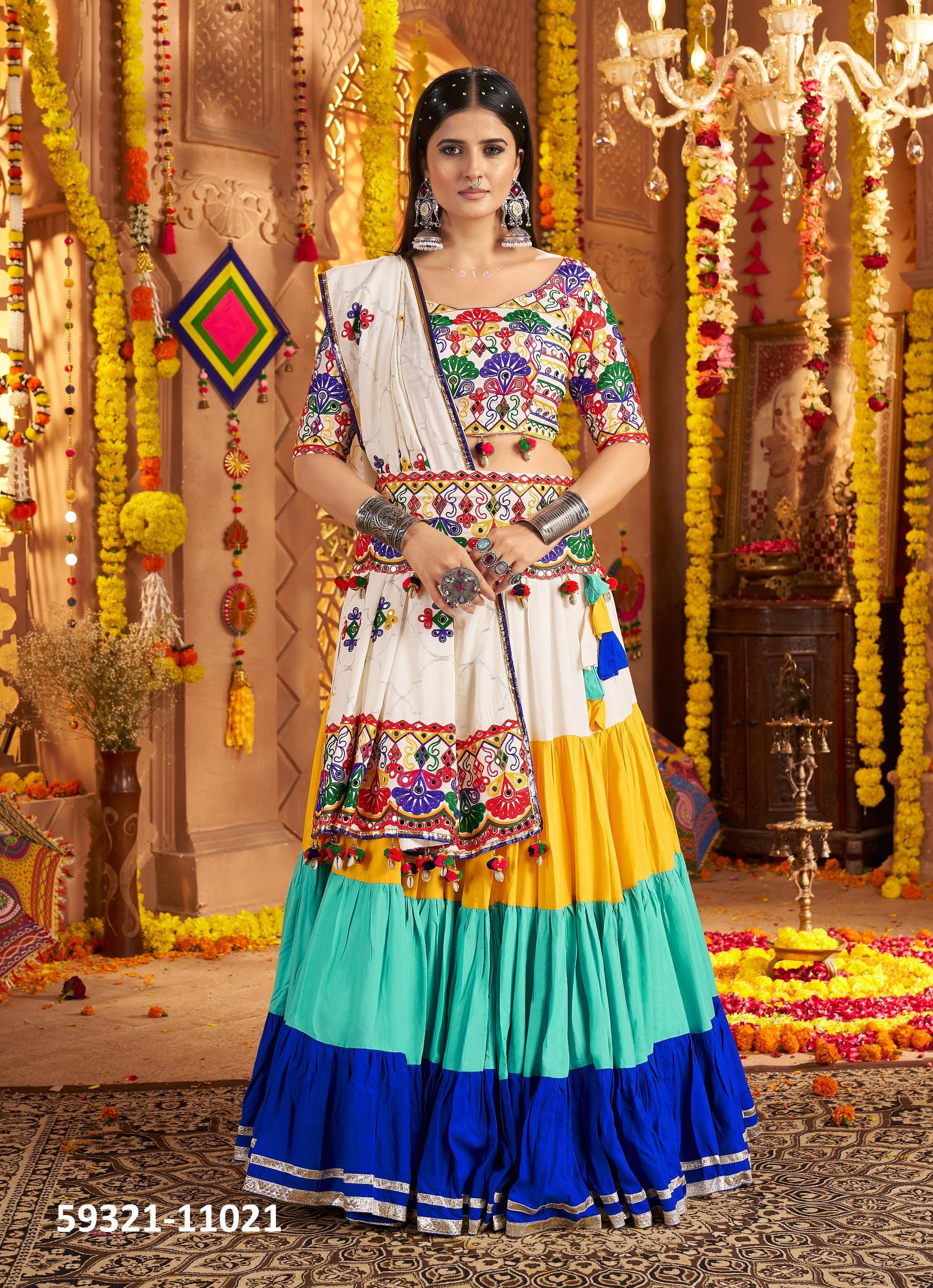RAAS 21 - Catalog # 59321 (Set of 3 Readymade Lehengas) by Brand MEHERIYA RAAS 21 - Catalog # 59321 (Set of 3 Readymade Lehengas) by Brand MEHERIYA