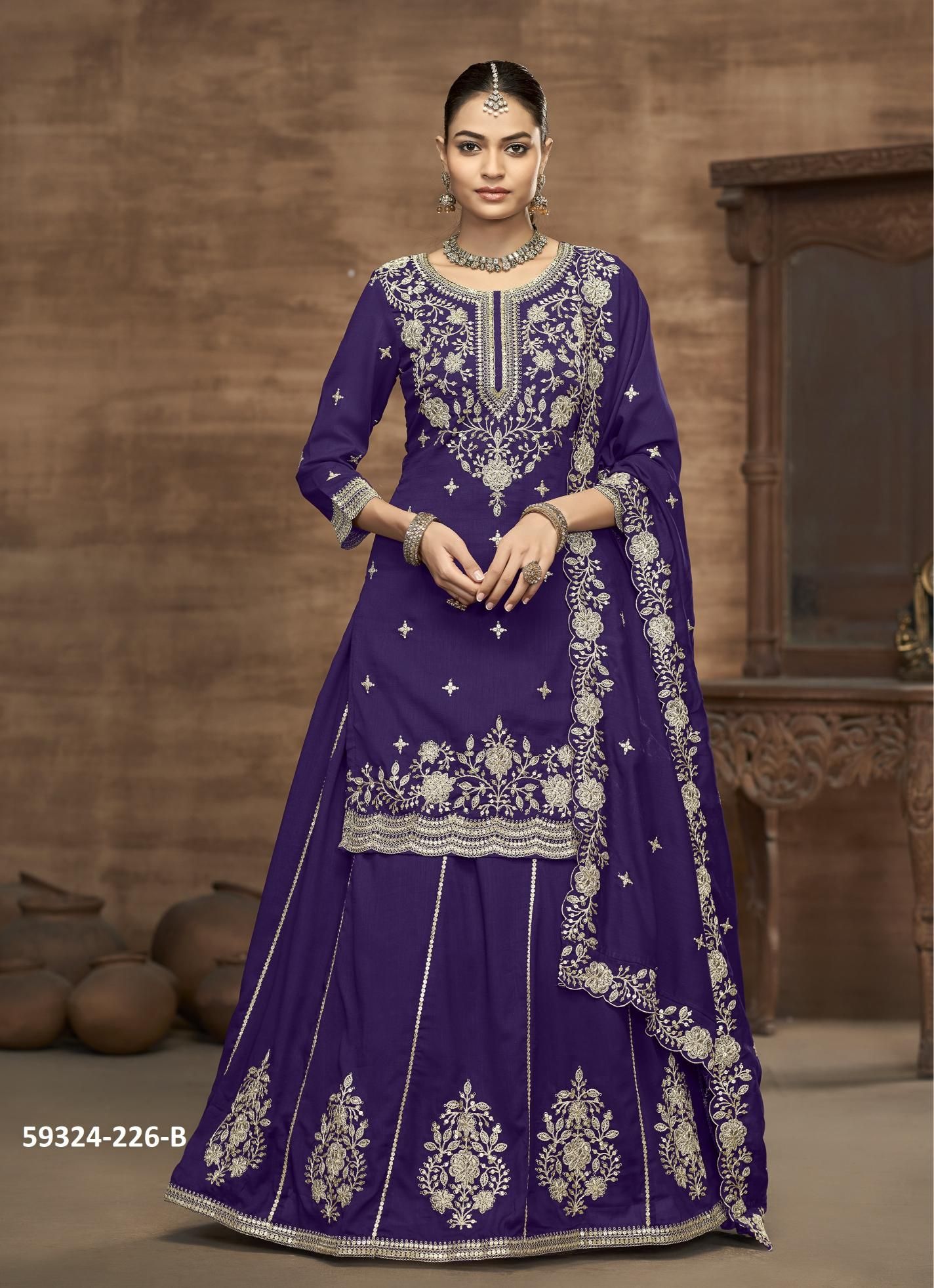 AANAYA 226 - Catalog # 59324 (Set of 4 Semi-Stitched / Un-Stitched Suits) by Brand DESI MUSE AANAYA 226 - Catalog # 59324 (Set of 4 Semi-Stitched / Un-Stitched Suits) by Brand DESI MUSE