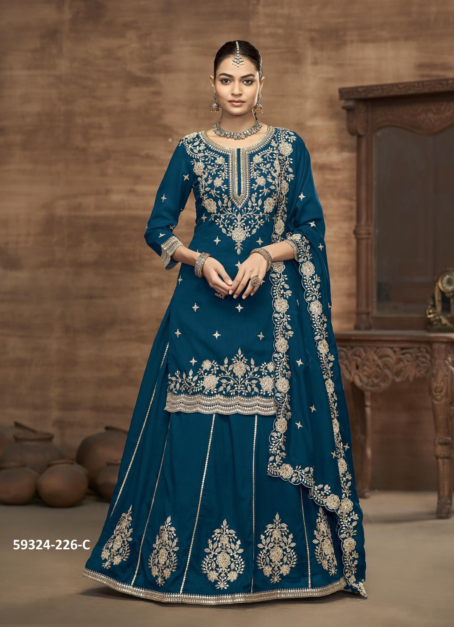 AANAYA 226 - Catalog # 59324 (Set of 4 Semi-Stitched / Un-Stitched Suits) by Brand DESI MUSE AANAYA 226 - Catalog # 59324 (Set of 4 Semi-Stitched / Un-Stitched Suits) by Brand DESI MUSE