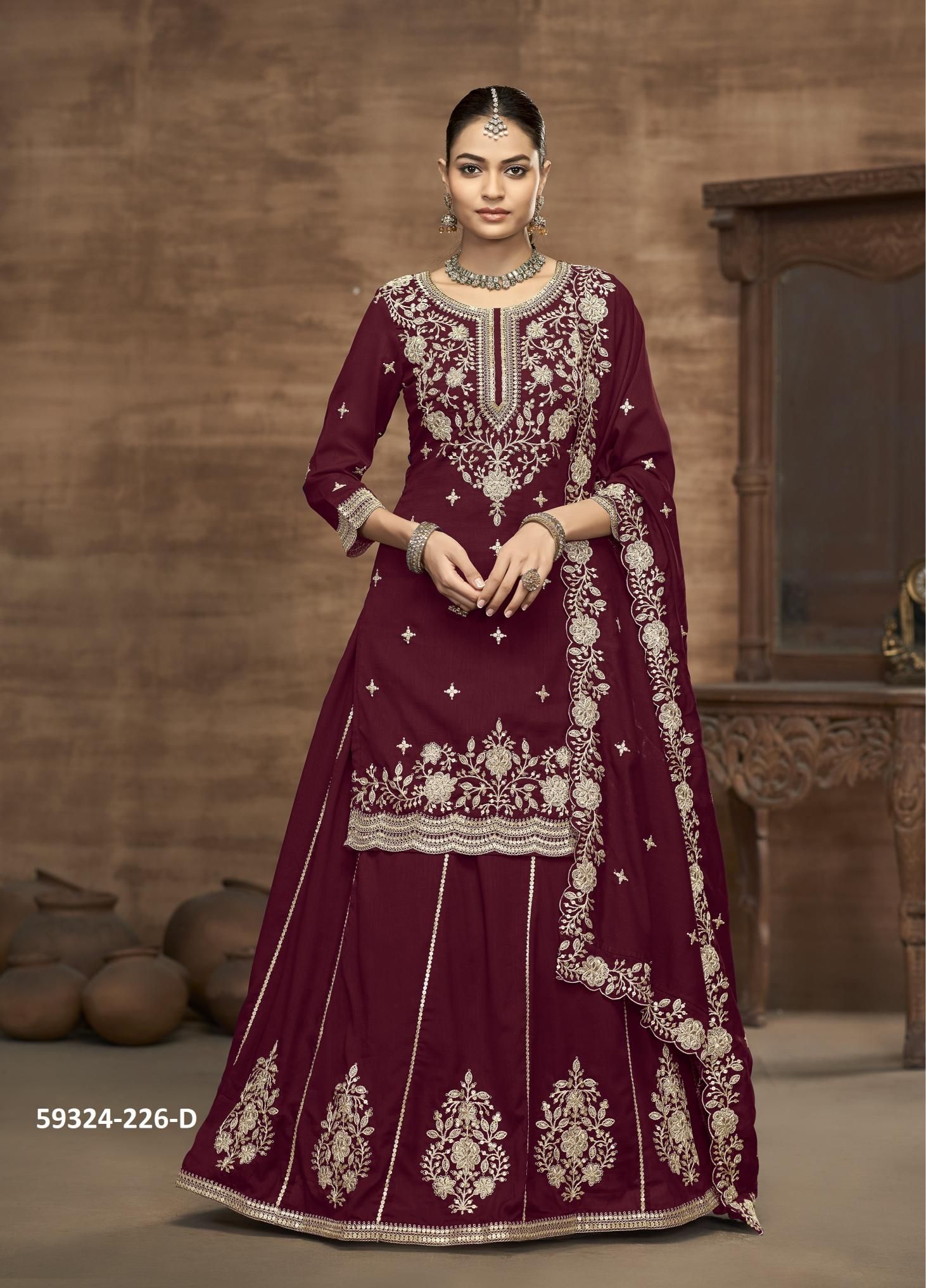 AANAYA 226 - Catalog # 59324 (Set of 4 Semi-Stitched / Un-Stitched Suits) by Brand DESI MUSE AANAYA 226 - Catalog # 59324 (Set of 4 Semi-Stitched / Un-Stitched Suits) by Brand DESI MUSE