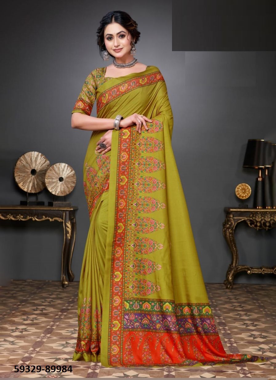 MICRO SILK 1 - Catalog # 59329 (Set of 6 Sarees) by Brand VIPUL FASHIONS