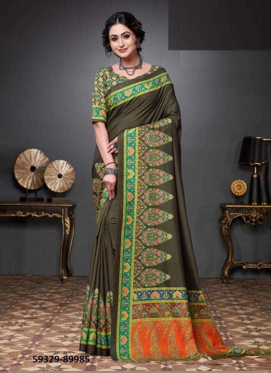 MICRO SILK 1 - Catalog # 59329 (Set of 6 Sarees) by Brand VIPUL FASHIONS