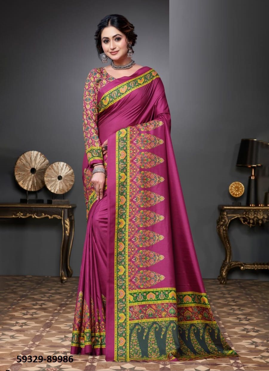 MICRO SILK 1 - Catalog # 59329 (Set of 6 Sarees) by Brand VIPUL FASHIONS