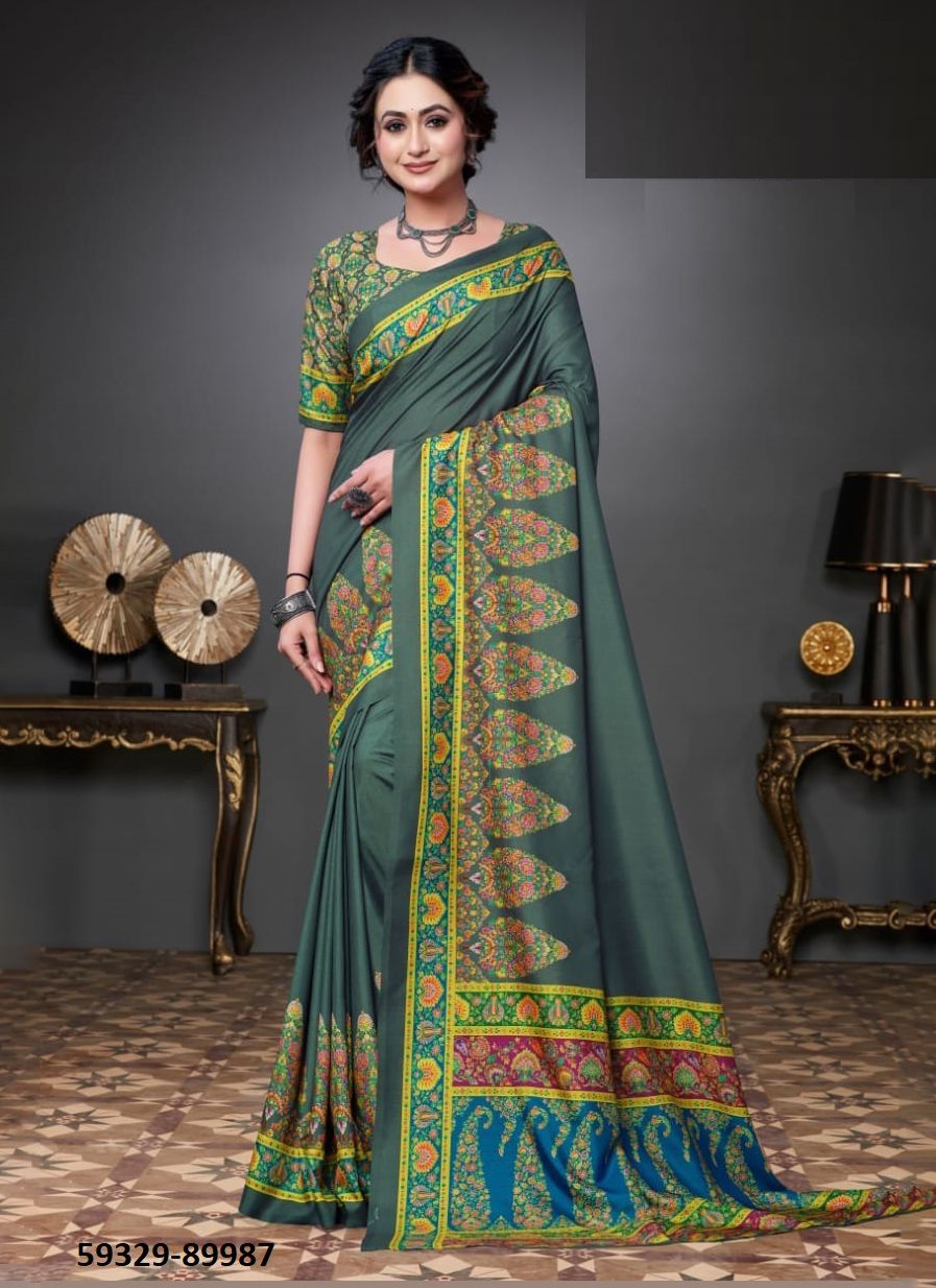 MICRO SILK 1 - Catalog # 59329 (Set of 6 Sarees) by Brand VIPUL FASHIONS