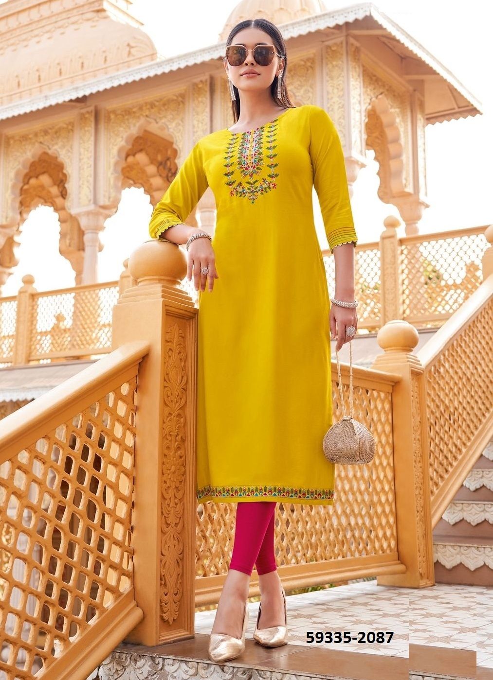 BARBELLA 13 - Catalog # 59335 (Set of 6 Readymade Women's Kurtis / Tops) by Brand WOOGLEE FASHIONS