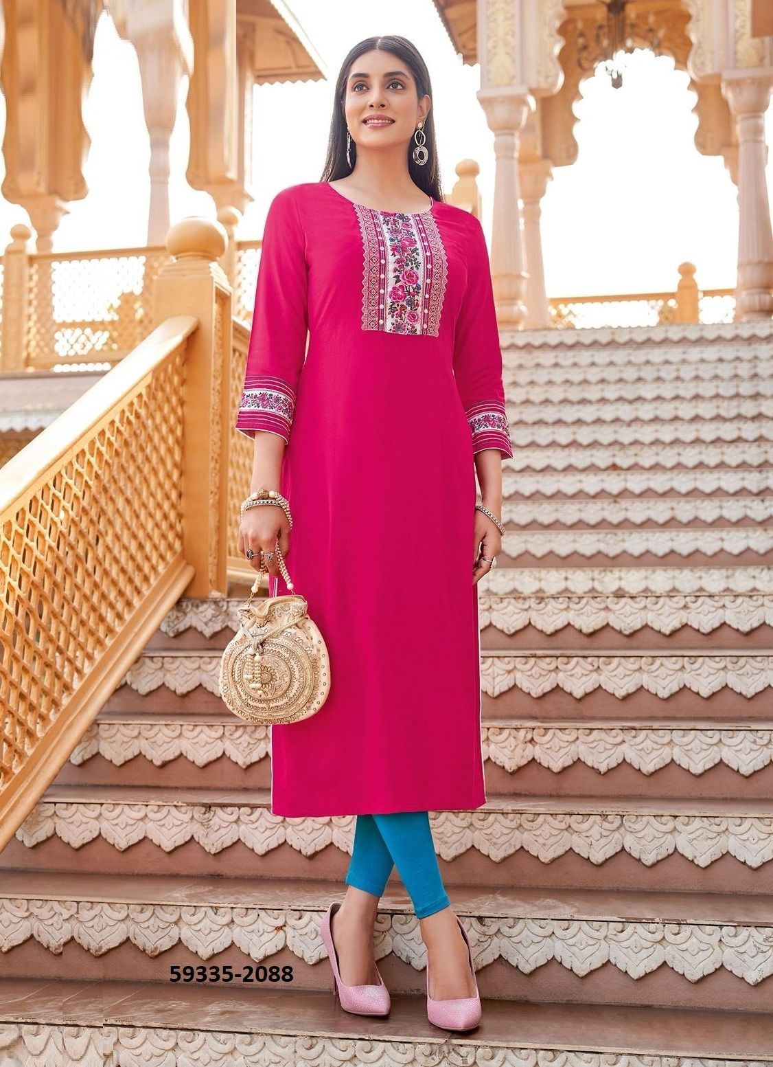 BARBELLA 13 - Catalog # 59335 (Set of 6 Readymade Women's Kurtis / Tops) by Brand WOOGLEE FASHIONS