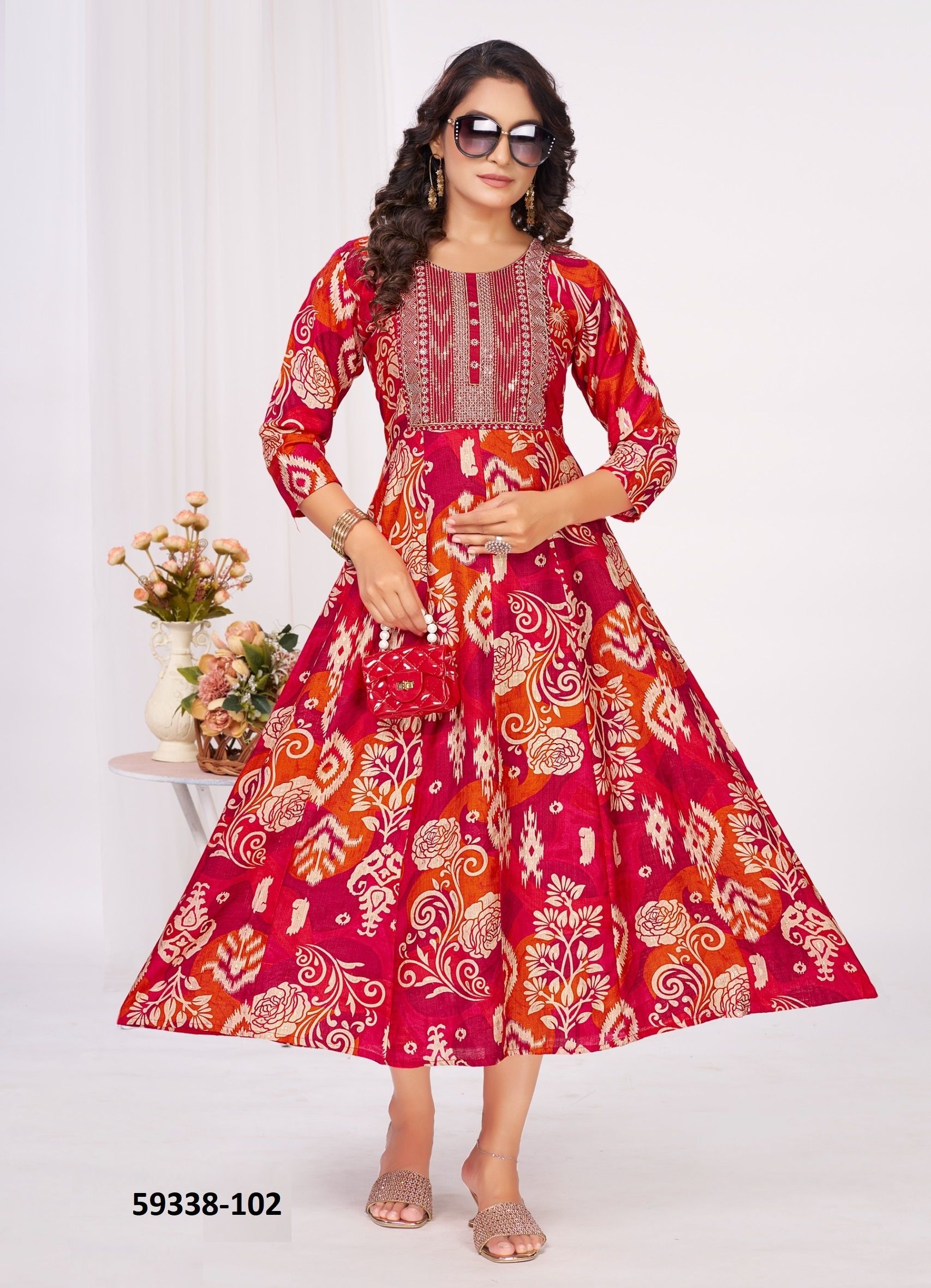 ANGEL 2 - Catalog # 59338 (Set of 6 Readymade Women's Kurtis / Tops) by Brand DEE CEE