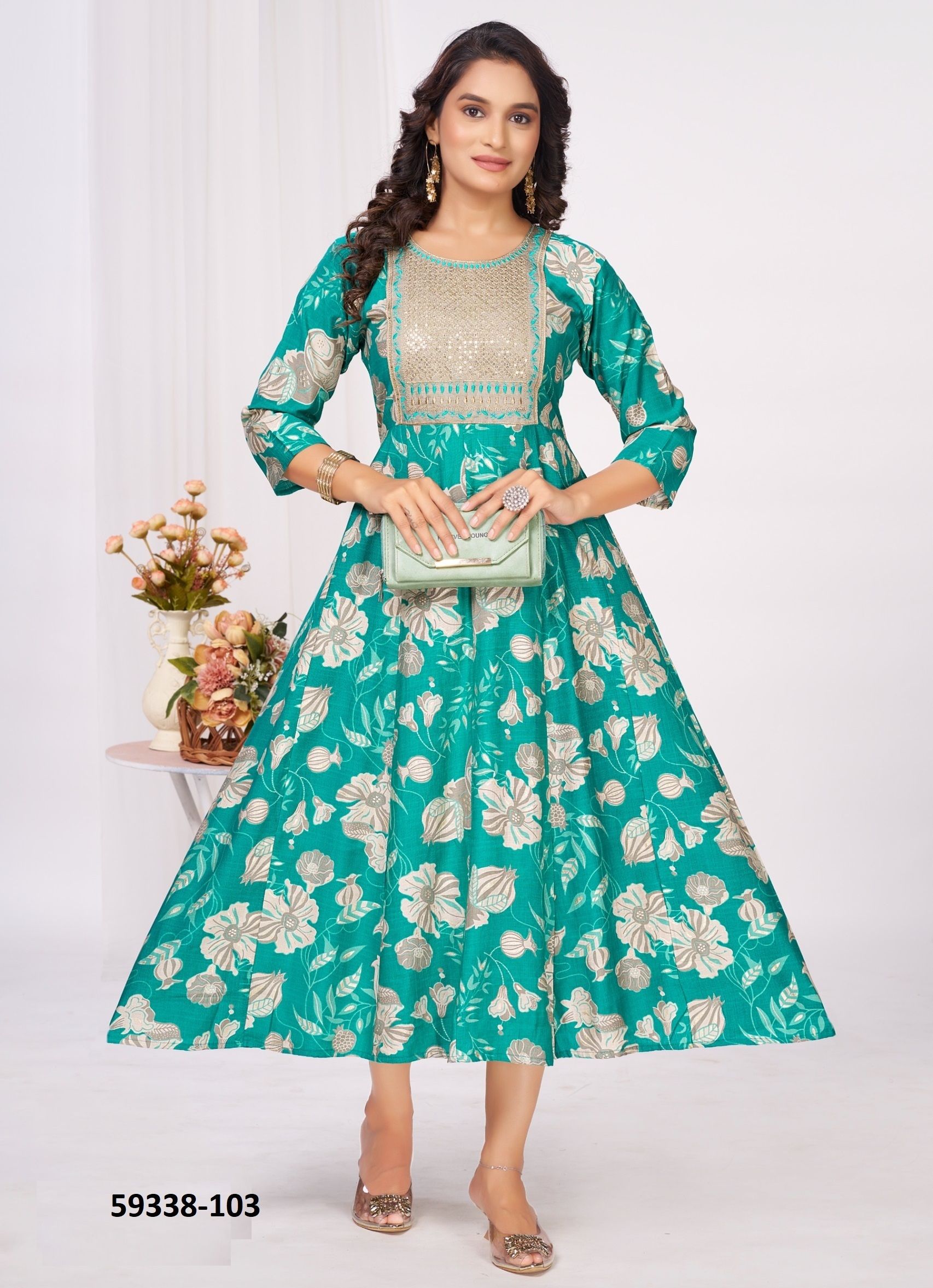ANGEL 2 - Catalog # 59338 (Set of 6 Readymade Women's Kurtis / Tops) by Brand DEE CEE