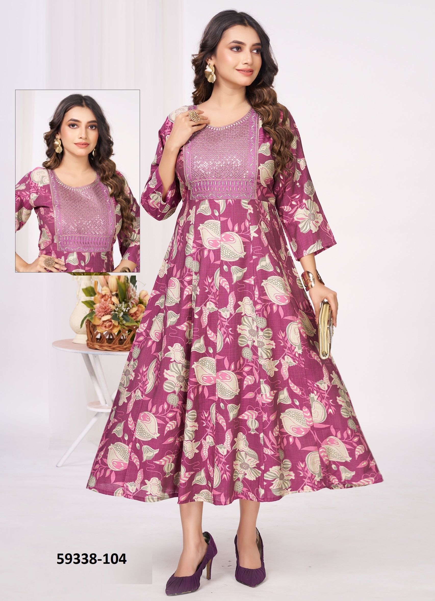 ANGEL 2 - Catalog # 59338 (Set of 6 Readymade Women's Kurtis / Tops) by Brand DEE CEE
