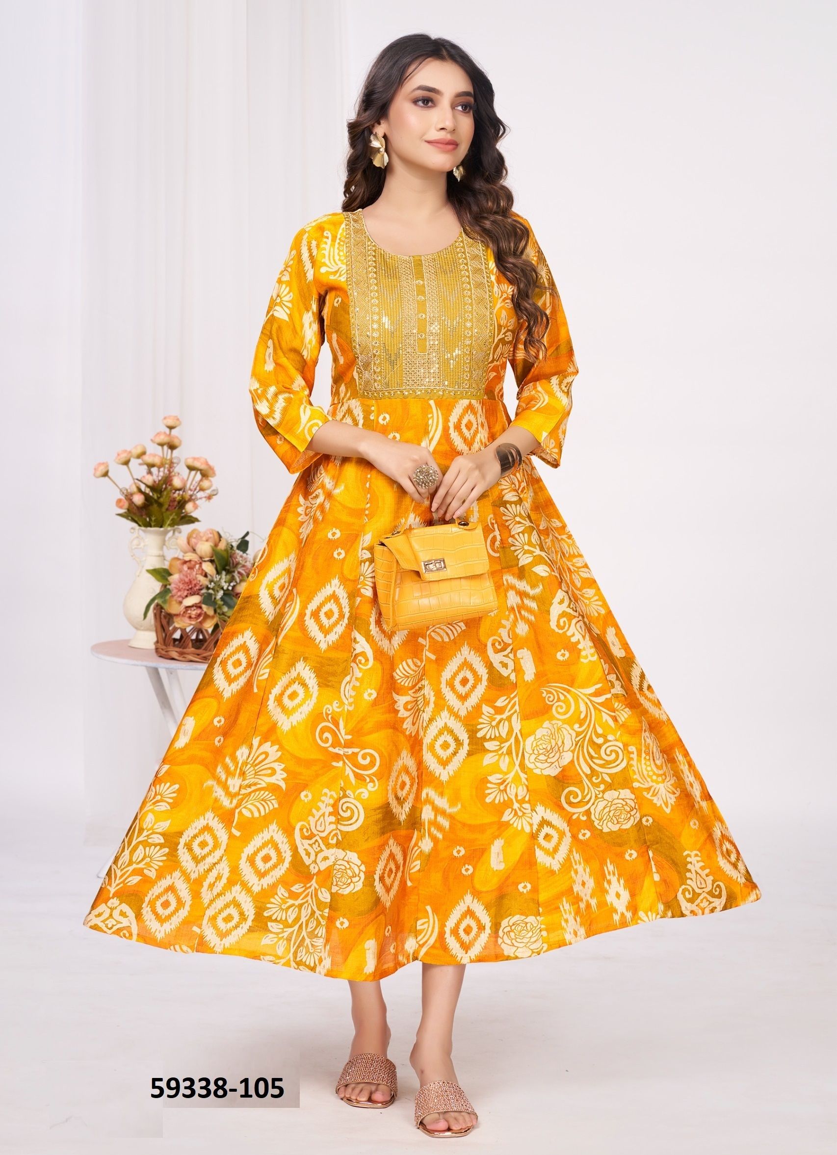 ANGEL 2 - Catalog # 59338 (Set of 6 Readymade Women's Kurtis / Tops) by Brand DEE CEE