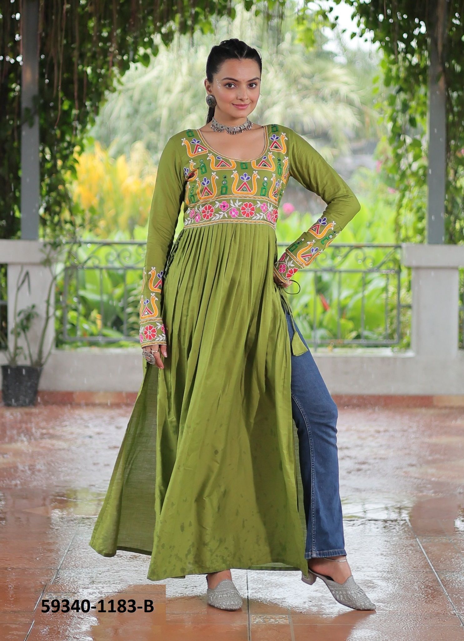 NAVRATRI SERIES 1183 - Catalog # 59340 (Set of 3 Readymade Gowns) by Brand MEHERIYA