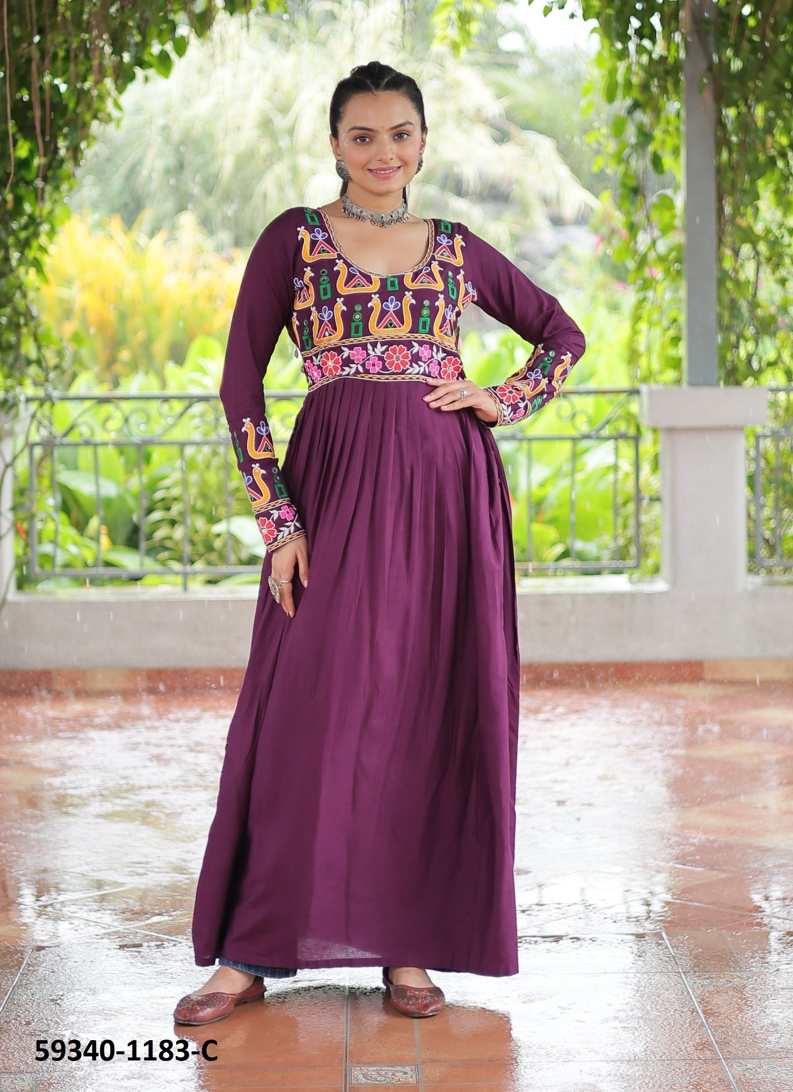 NAVRATRI SERIES 1183 - Catalog # 59340 (Set of 3 Readymade Gowns) by Brand MEHERIYA