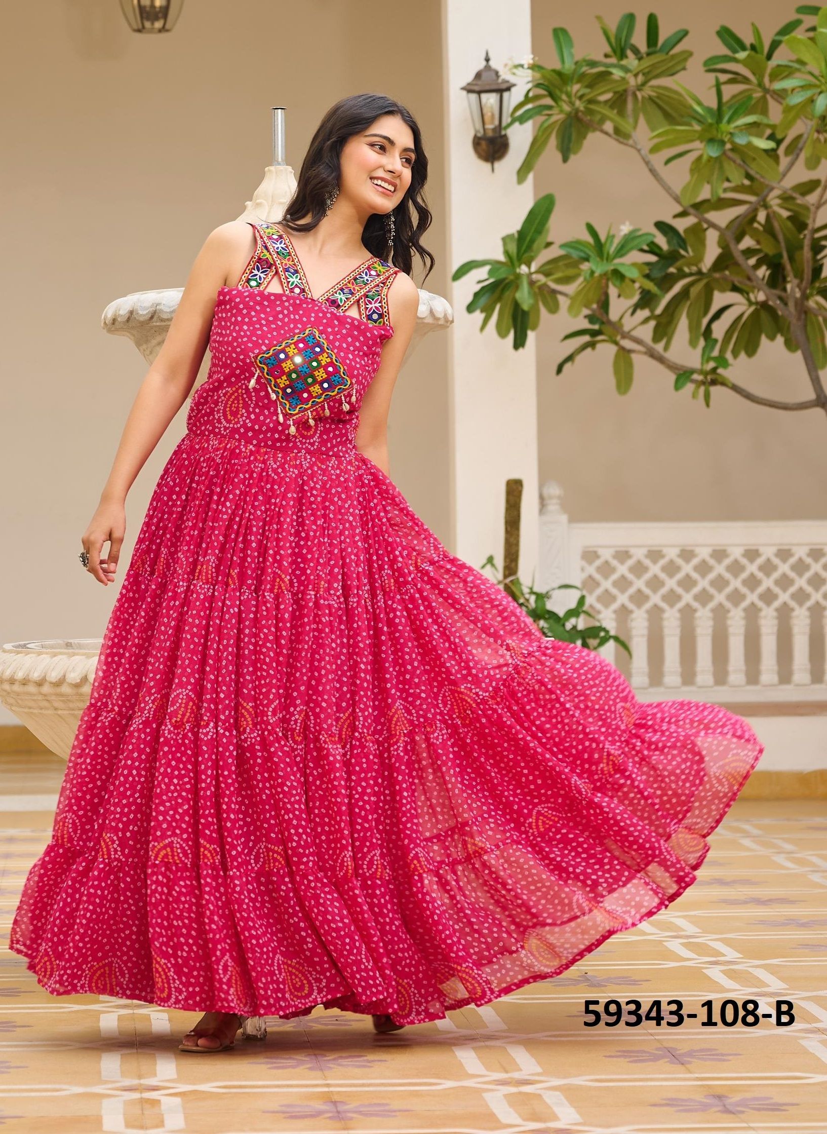 NAVRATRI SERIES 108 - Catalog # 59343 (Set of 3 Readymade Gowns) by Brand MEHERIYA