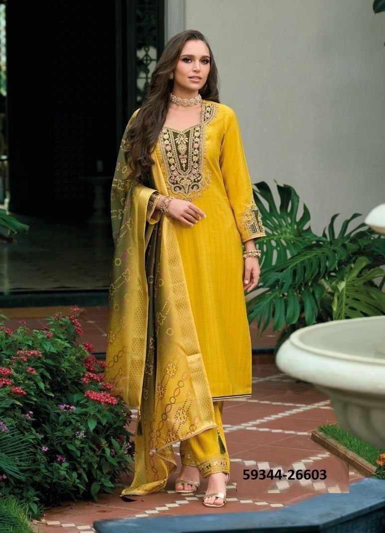 SAJAWAT - Catalog # 59344 (Set of 4 Readymade Salwar Suits) by Brand LILY & LALI