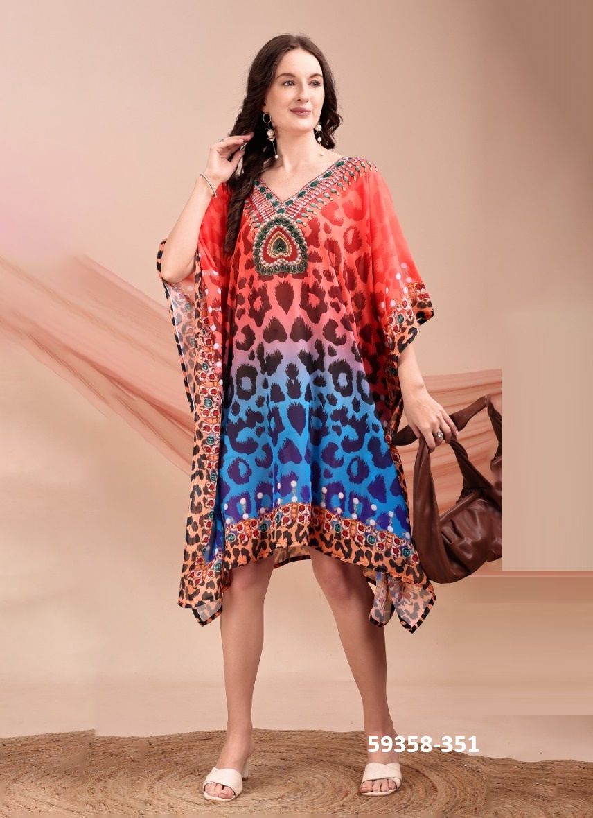 BEACH WEAR KAFTAN 7 - Catalog # 59358 (Set of 8 Kaftans / Ponchos) by Brand MEHERIYA
