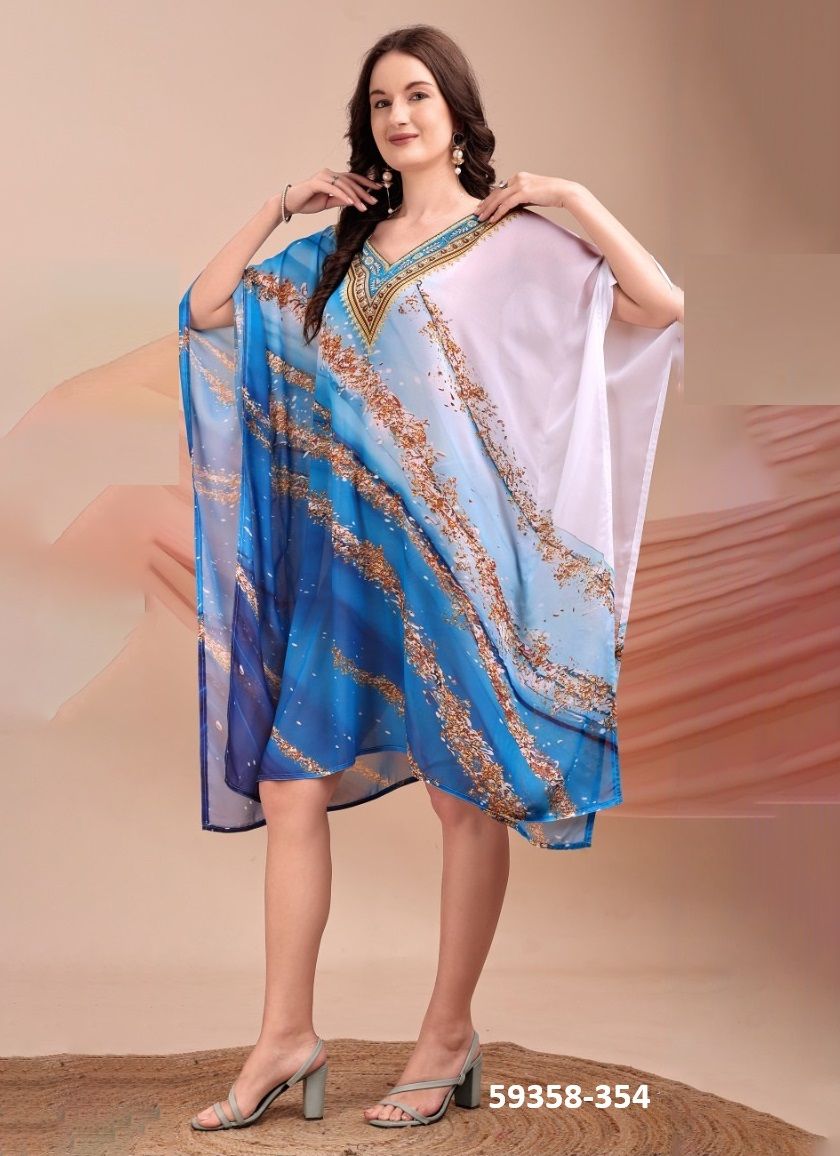 BEACH WEAR KAFTAN 7 - Catalog # 59358 (Set of 8 Kaftans / Ponchos) by Brand MEHERIYA