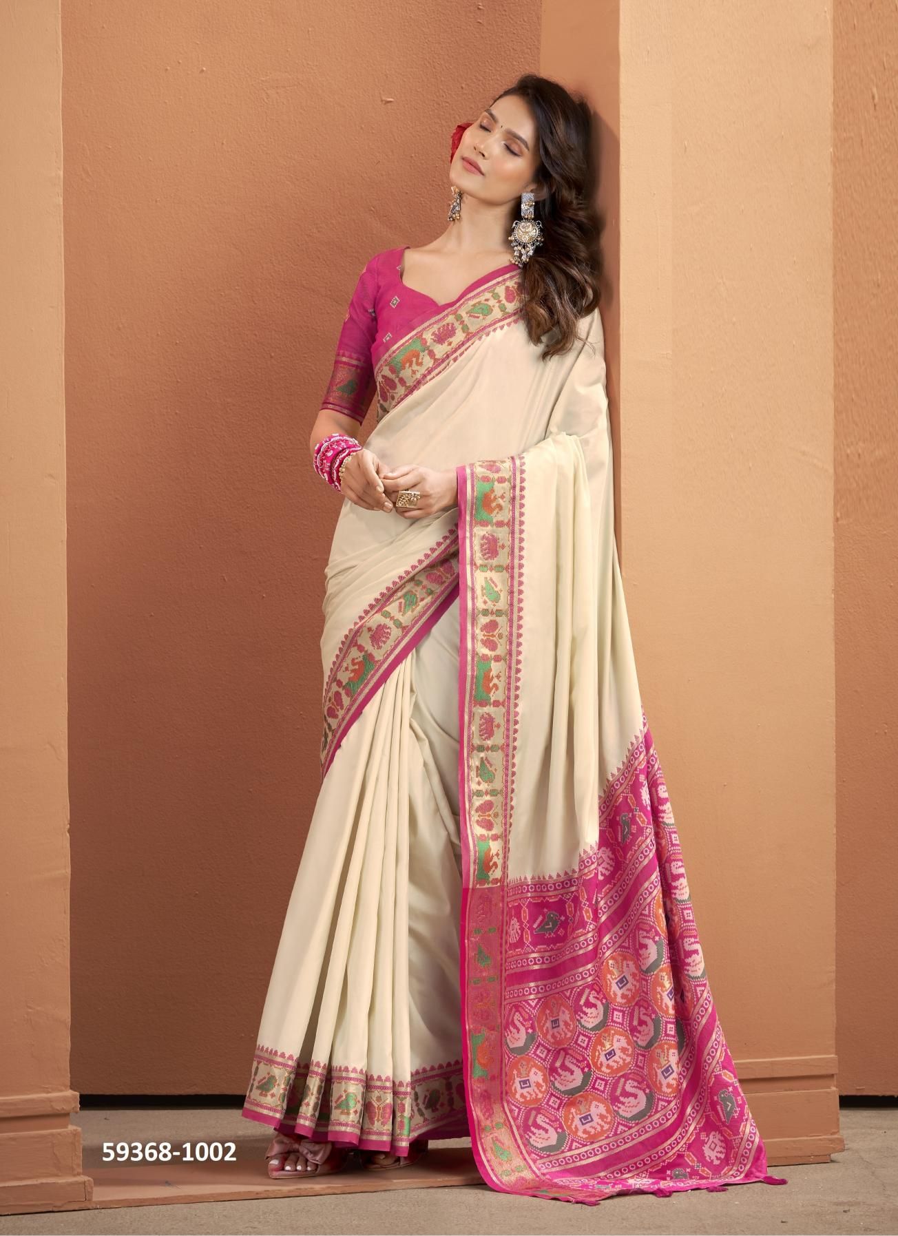 VRUNDAVAN SILK - Catalog # 59368 (Set of 6 Sarees) by Brand MEHERIYA