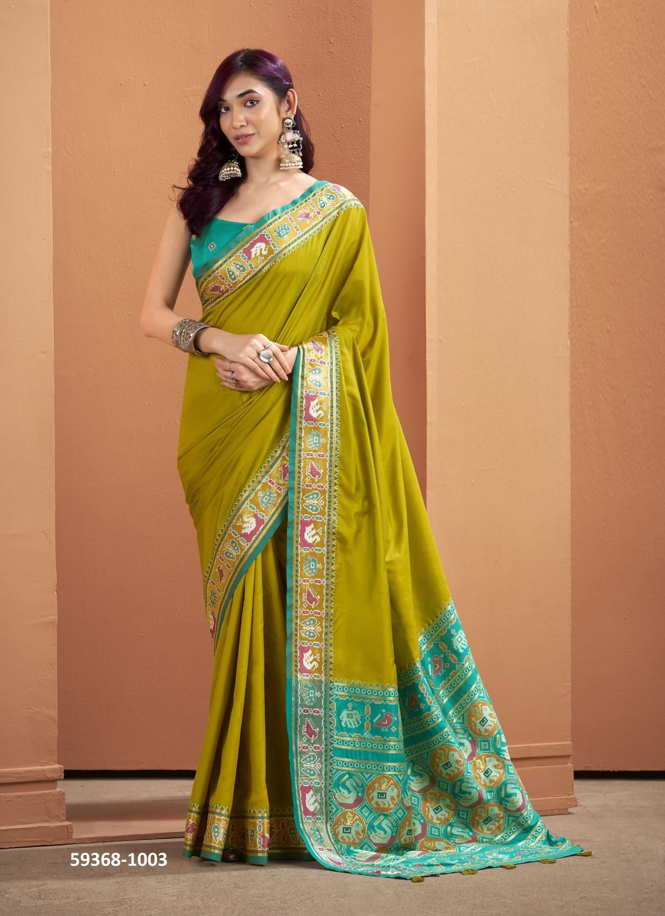 VRUNDAVAN SILK - Catalog # 59368 (Set of 6 Sarees) by Brand MEHERIYA