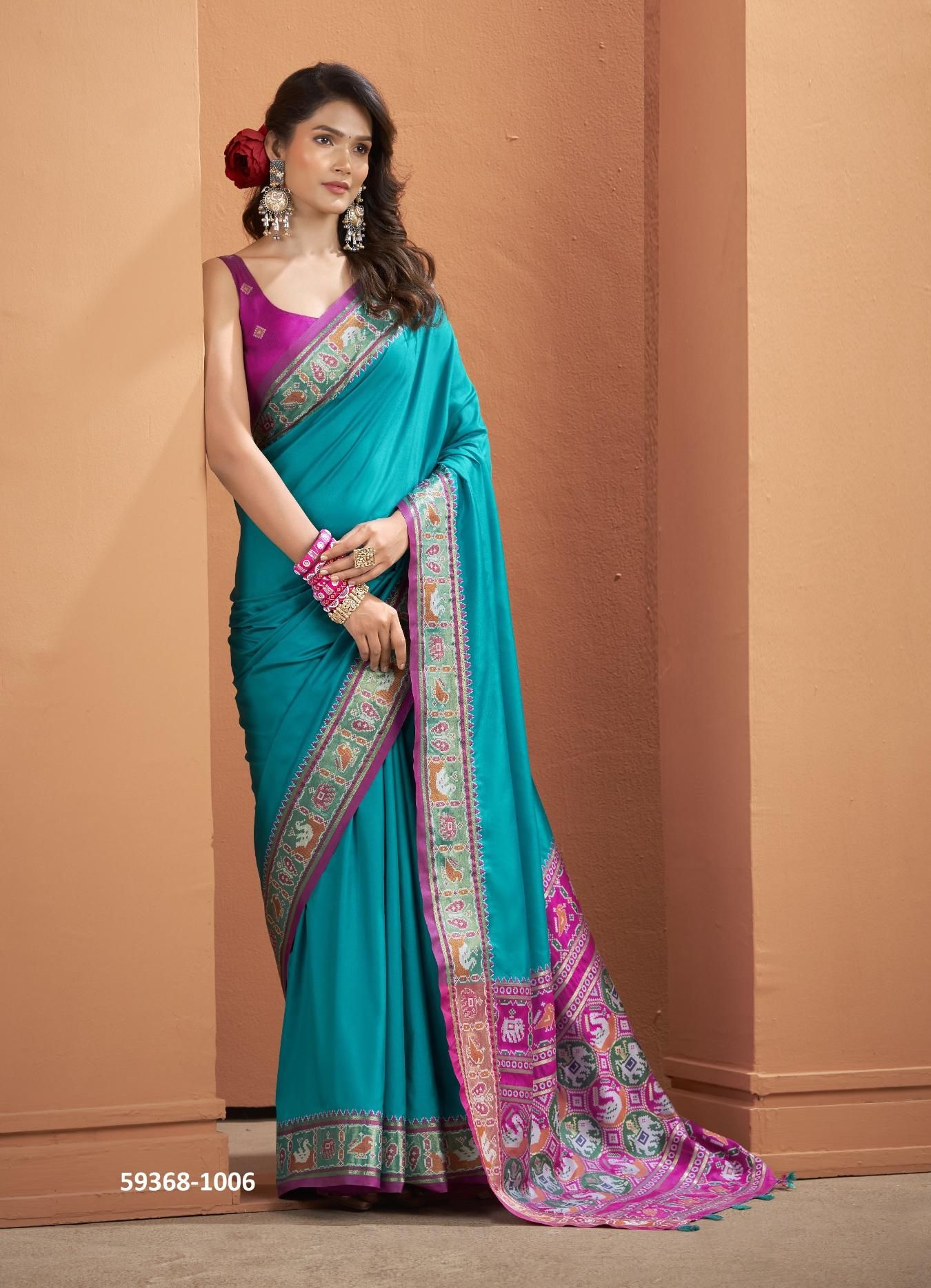 VRUNDAVAN SILK - Catalog # 59368 (Set of 6 Sarees) by Brand MEHERIYA