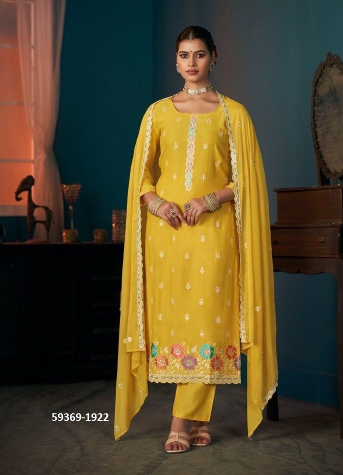 KESHVI - Catalog # 59369 (Set of 4 Semi-Stitched / Un-Stitched Suits) by Brand FOUR DOTS