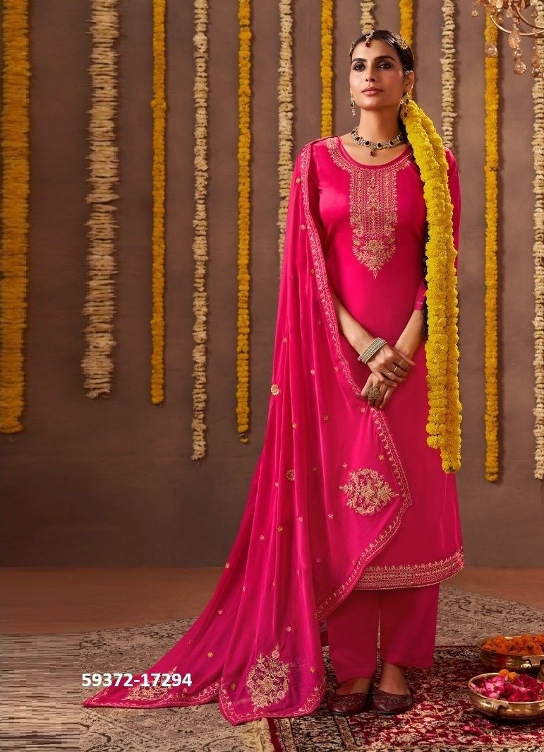 TAVISHA - Catalog # 59372 (Set of 6 Semi-Stitched / Un-Stitched Suits) by Brand KALARANG
