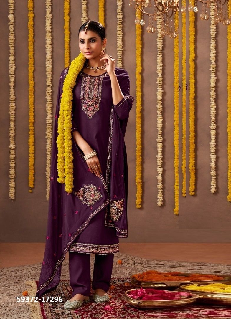 TAVISHA - Catalog # 59372 (Set of 6 Semi-Stitched / Un-Stitched Suits) by Brand KALARANG