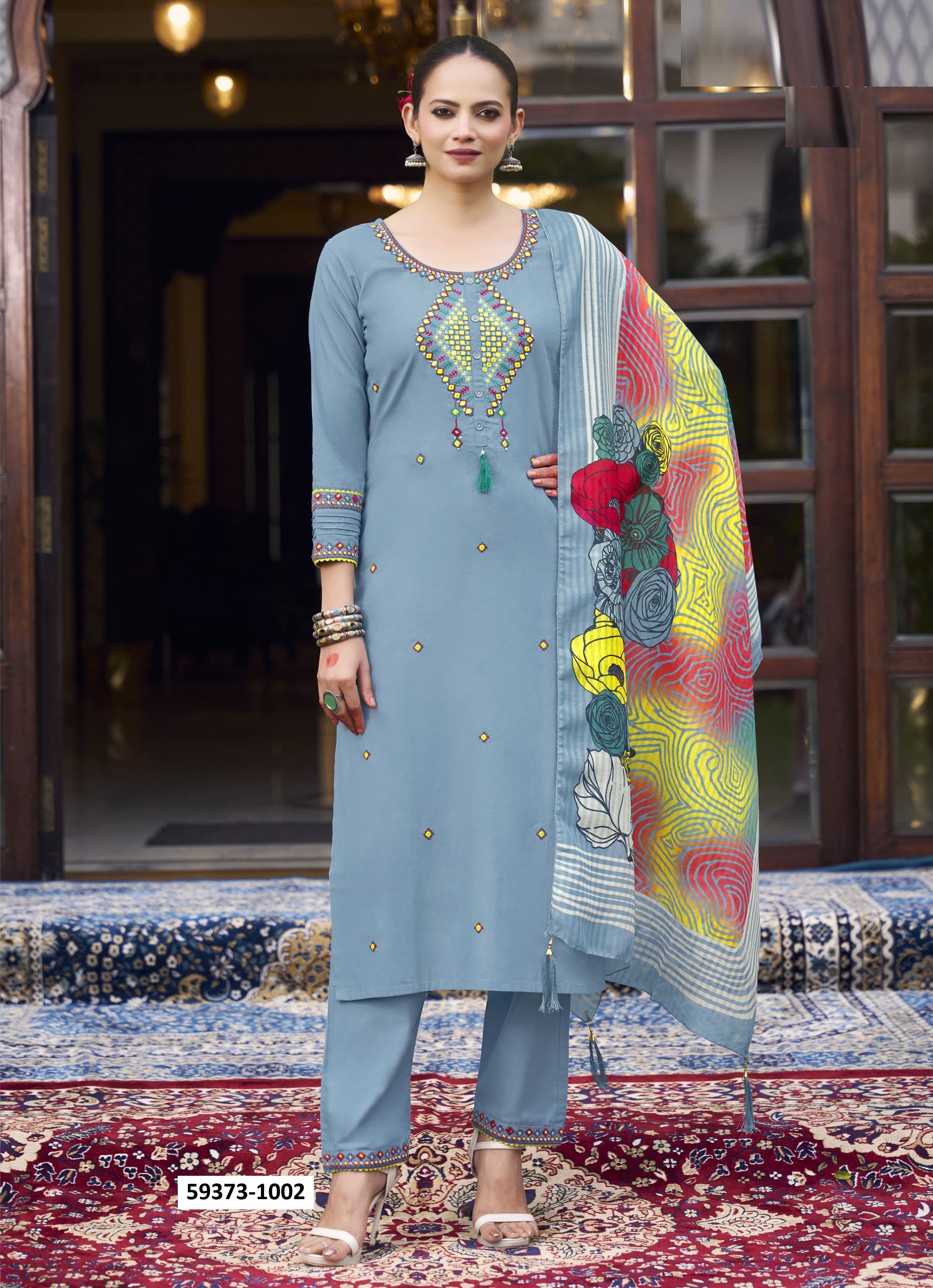 SANIA - Catalog # 59373 (Set of 4 Readymade Salwar Suits) by Brand KARISSA SANIA - Catalog # 59373 (Set of 4 Readymade Salwar Suits) by Brand KARISSA